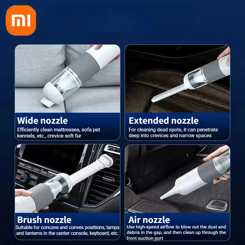 مكنسة كهربائية للسيارة Xiaomi 3 in1 مكنسة كهربائية لاسلكية جديدة للسيارات مكنسة كهربائية روبوتية محمولة صغيرة لالتقاط الغبار