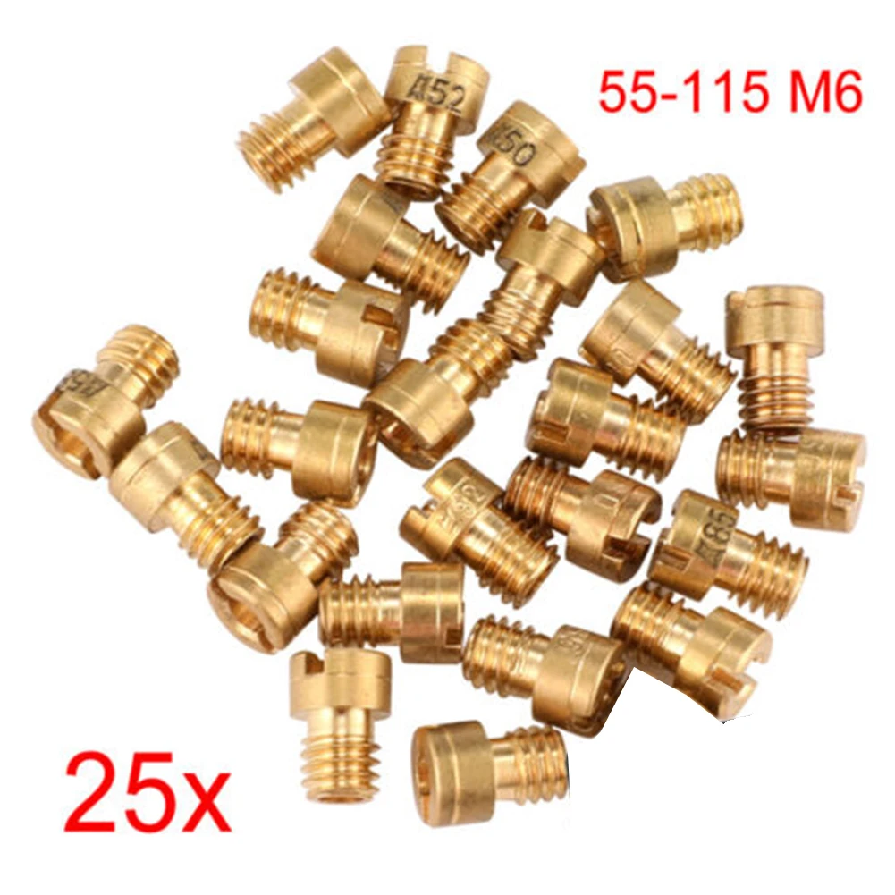 25Pcs Car Carburetor Main Jets Set 55-115 M6 6mm Thread For Dellorto PHNL PHVA PHBH PHBN PHBG/VHBT Carburetor Injector Nozzles