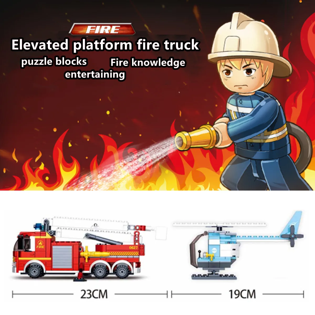 Sluban Building Block Toys City Fire Fighter 394PCS Bricks B0627 Elevating Platform Fire Truck  Compatbile With Leading Brands