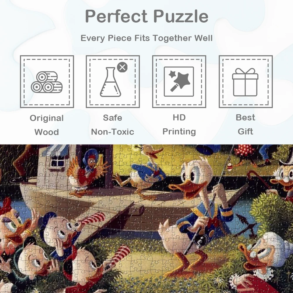 Puzzle Vintage Disney Kreskówka Kaczor Donald Zabawki Edukacyjne Postacie Disneya Gra Planszowa Urodziny Duże Puzzle dla Dorosłych