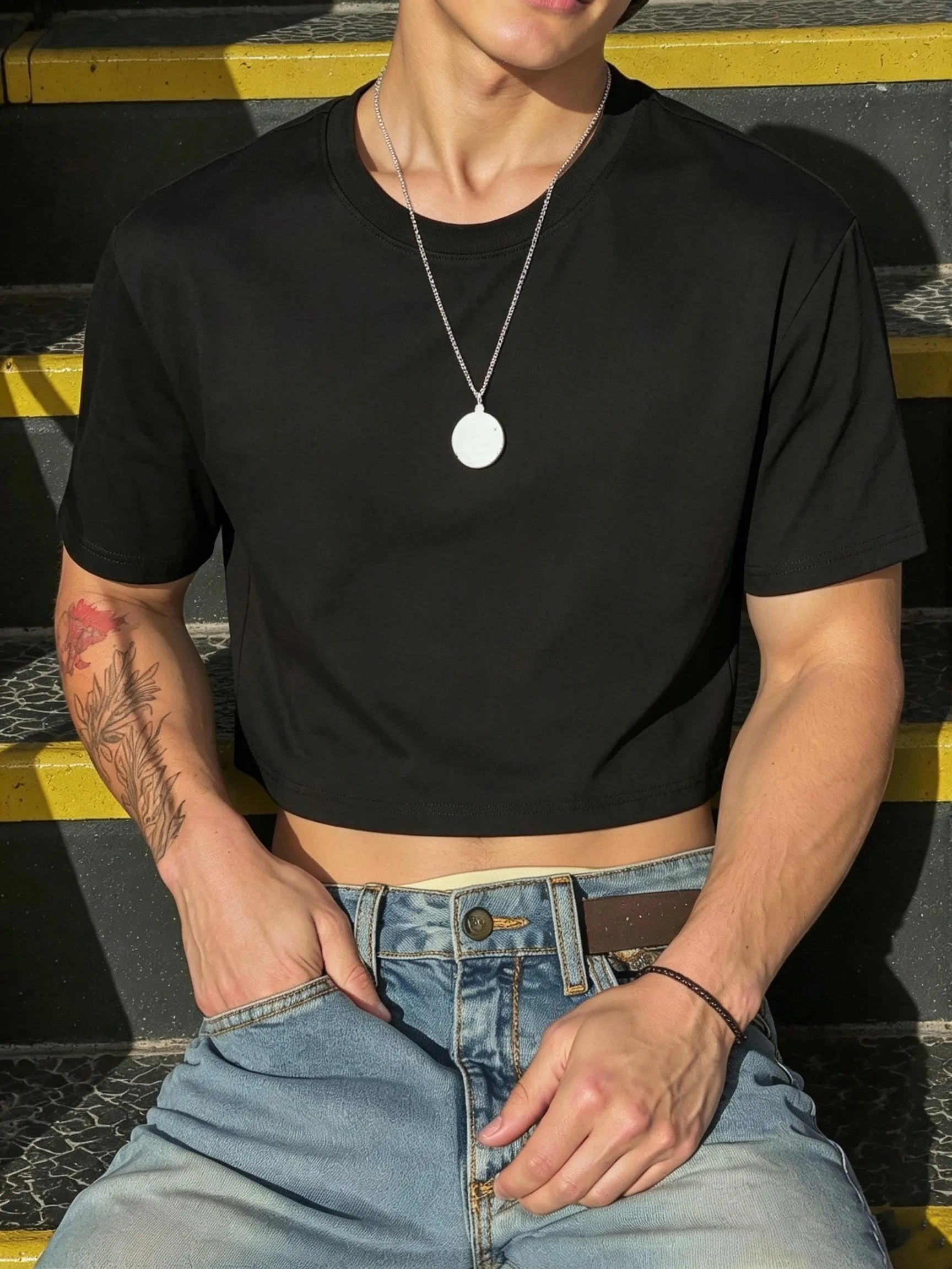 Oversized Solid T-Shirts Mens Basic All-Match Crop Tops Fashion Casual Loose Short Sleeve Street Sport Tee Summer Cotton Clothes