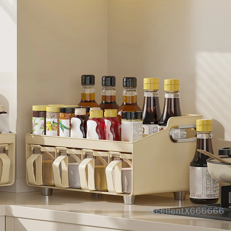 

Handle Spice Racks Simple Portable Freestanding Seasoning Box Pantry Container Multifunctional Storage Holder Home