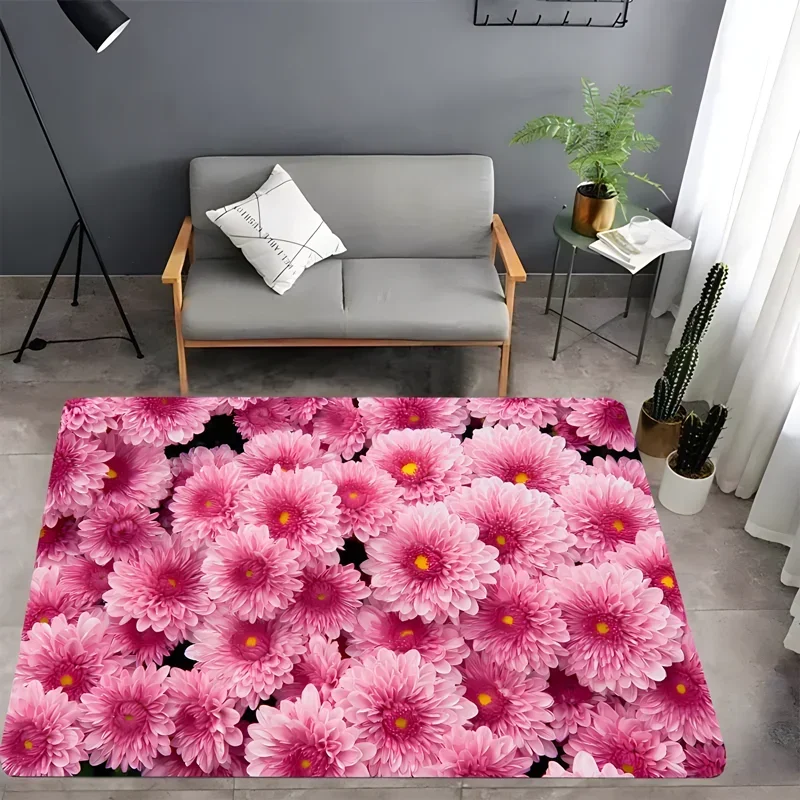 

3D printed chrysanthemums, rose carpet, living room bedroom housewares children's room baby mats, bathroom kitchen carpet gifts