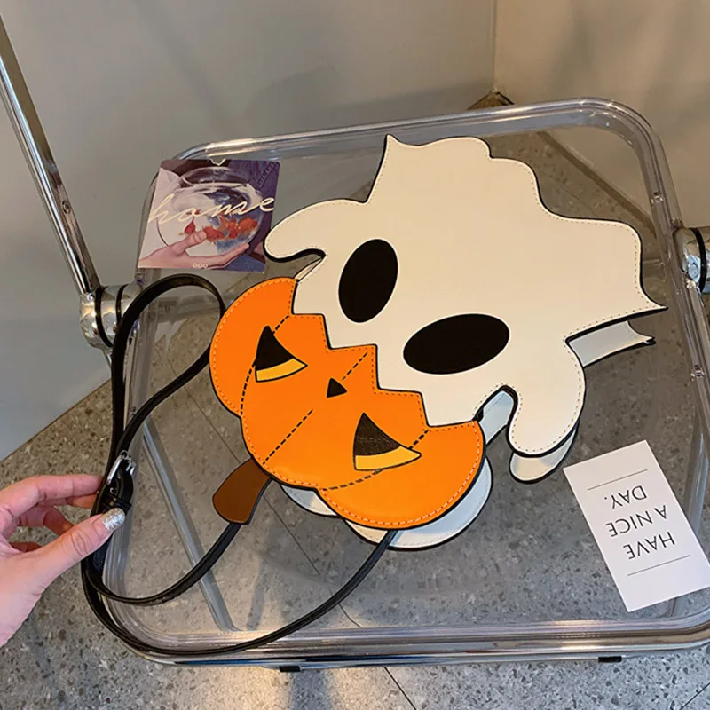 Funny Style Mobile Phone Bag Pumpkin Bag Halloween Fashion Ghost Ghost Spoof Ladies Crossbody Bag Cute Shoulder Bag