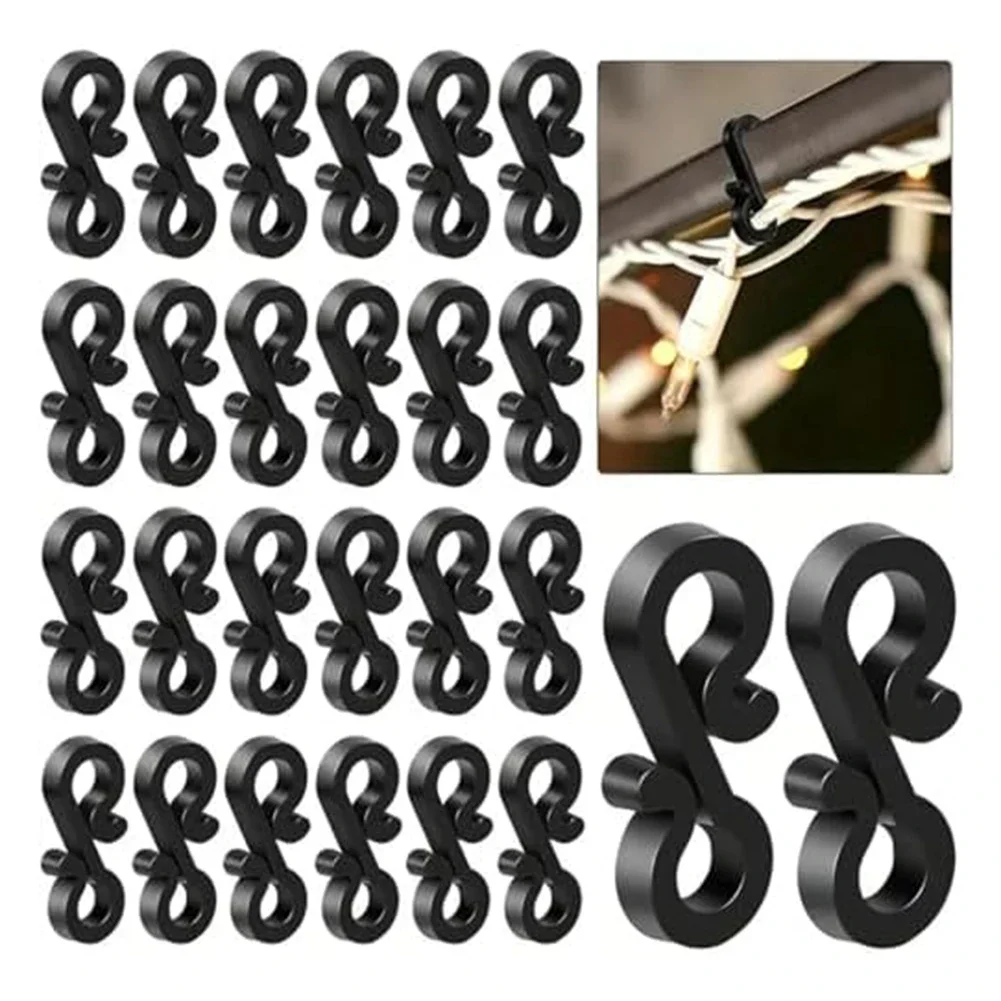 

150 Outdoor Light Clips Gutter Hooks S-Hook Light Clips Outdoor Light Hook Clips Party Outdoor Camping DIY Supplies Black