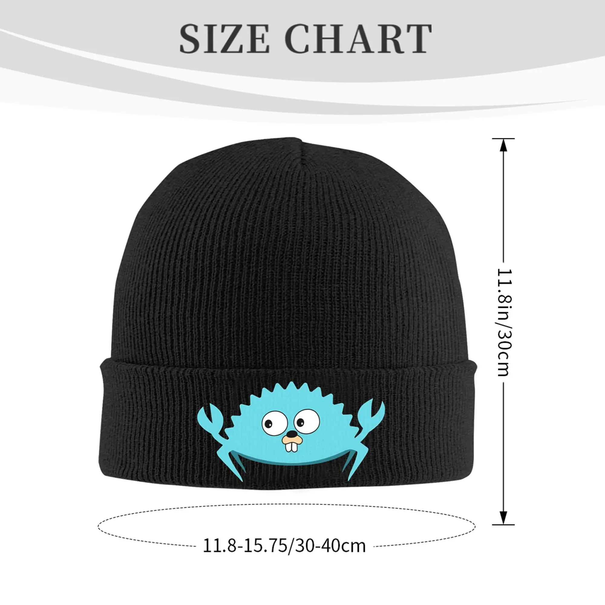 Go Ferris Go! - GoLang Gopher & Rust Ferris Crab Crossover  Knit Cuff Beanie Skull Hats For Women Men  Warm Bonnet Knitting Hat