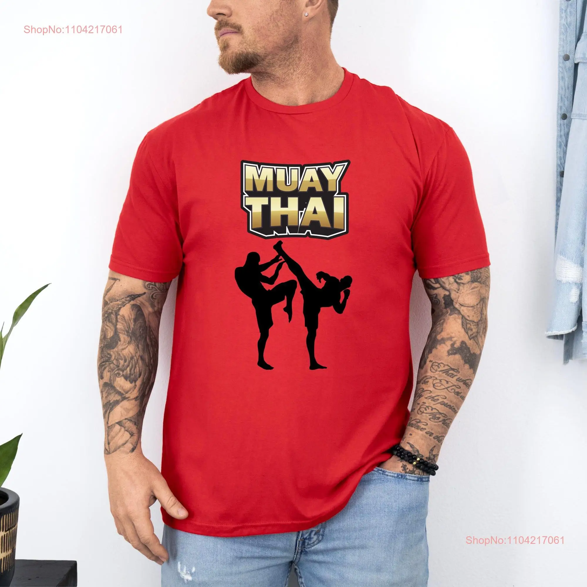 Футболка Muay Thai с силуэтами и длинными или короткими рукавами