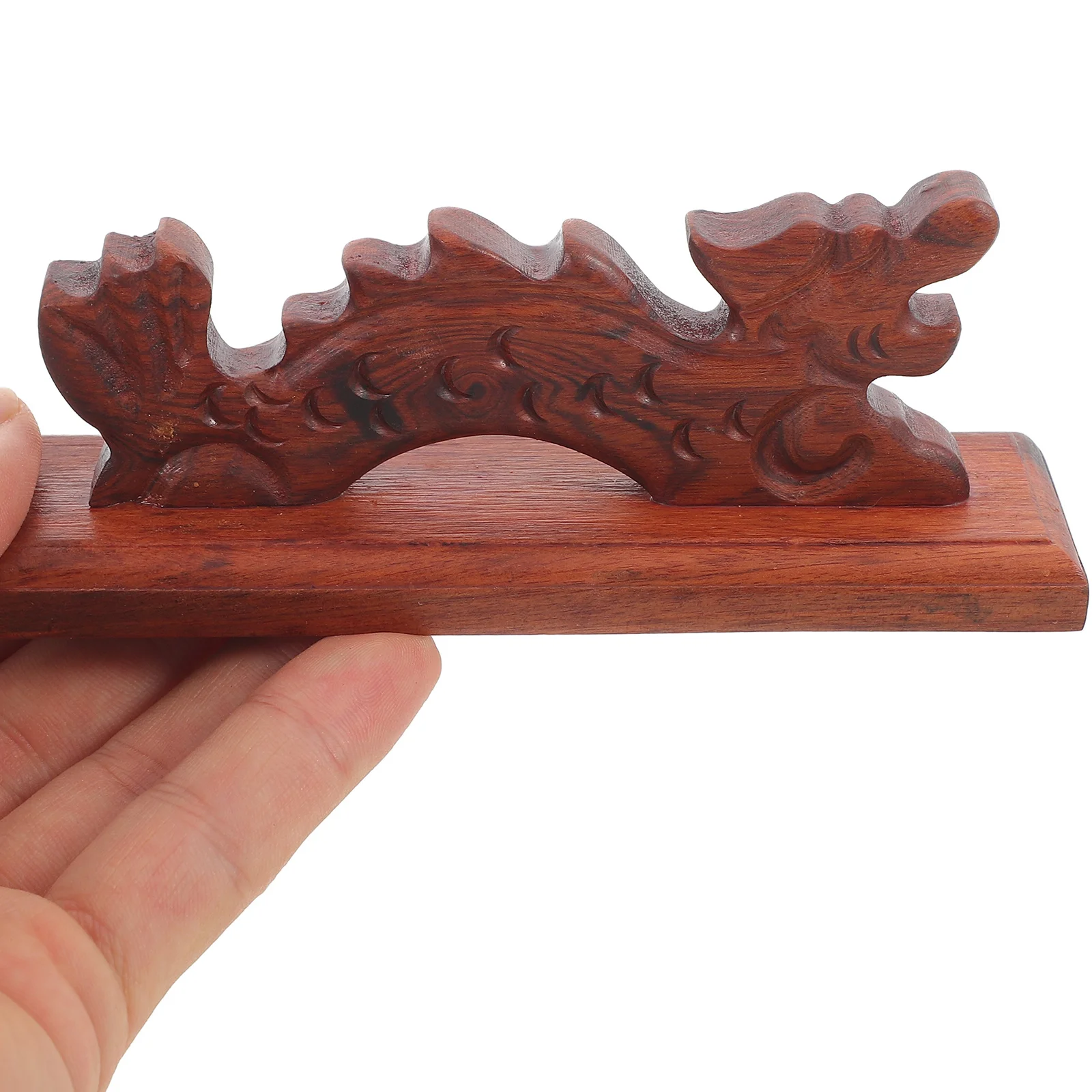 

Dragon Shaped Red Sandalwood Brush Holder Exquisite Calligraphy Supply Desktop Adornment Home Office School Writing Brush Holder