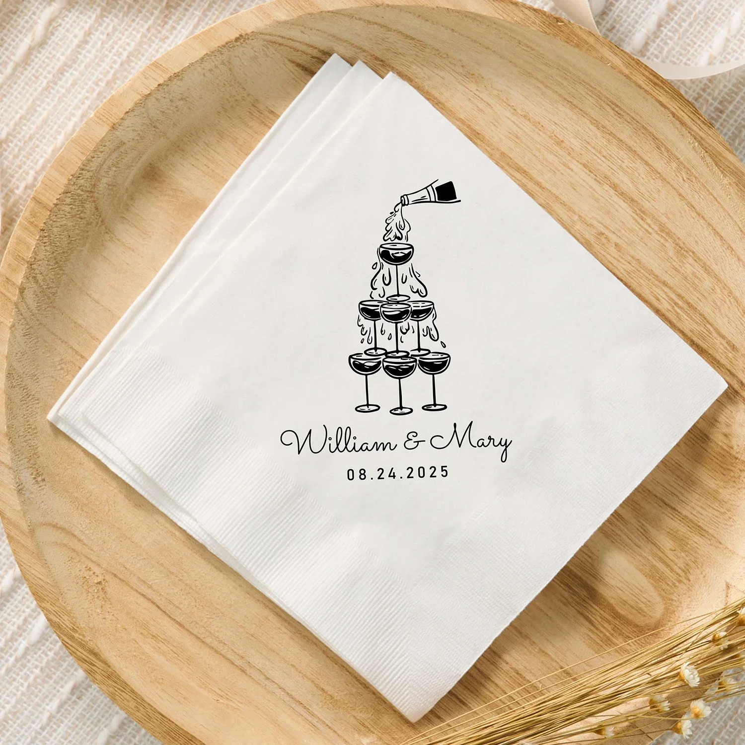 

200-1000pcs Custom Wedding Napkins Party Decor Personalized Cocktail Monogram Engagement Dinner Wedding Reception Napkins