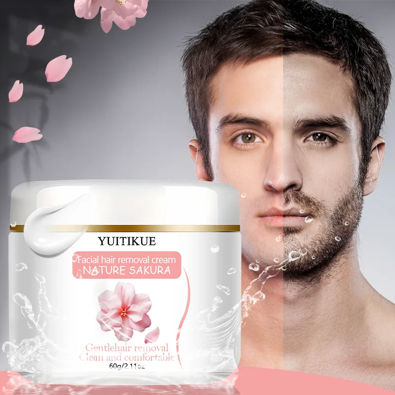 Yuitikue Sakura Facial Hair Removal Cream, 60g Gentle Nature-Infused Face Hair Remover for Clean & Comfortable Skin