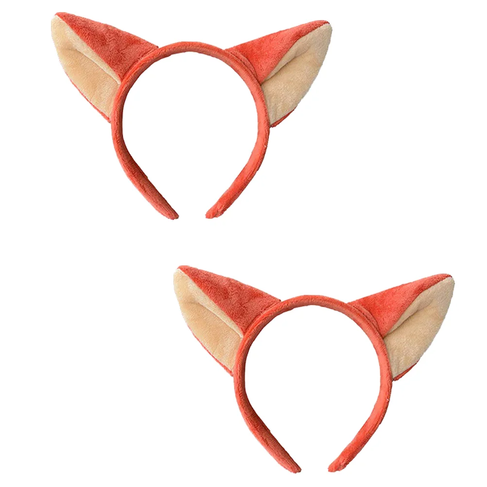 

2 Pcs Fox Ears Headband Cosplay Headpiece Headgear Cute Animal Headwear Fabric