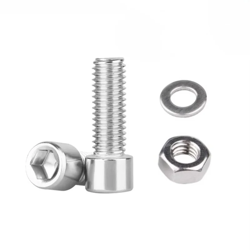 M3 M4 M5 M6 201 Stainless Steel Hex Hexagon Socket Allen Cap Head Screw Bolt Nut Washers Assortment Kit