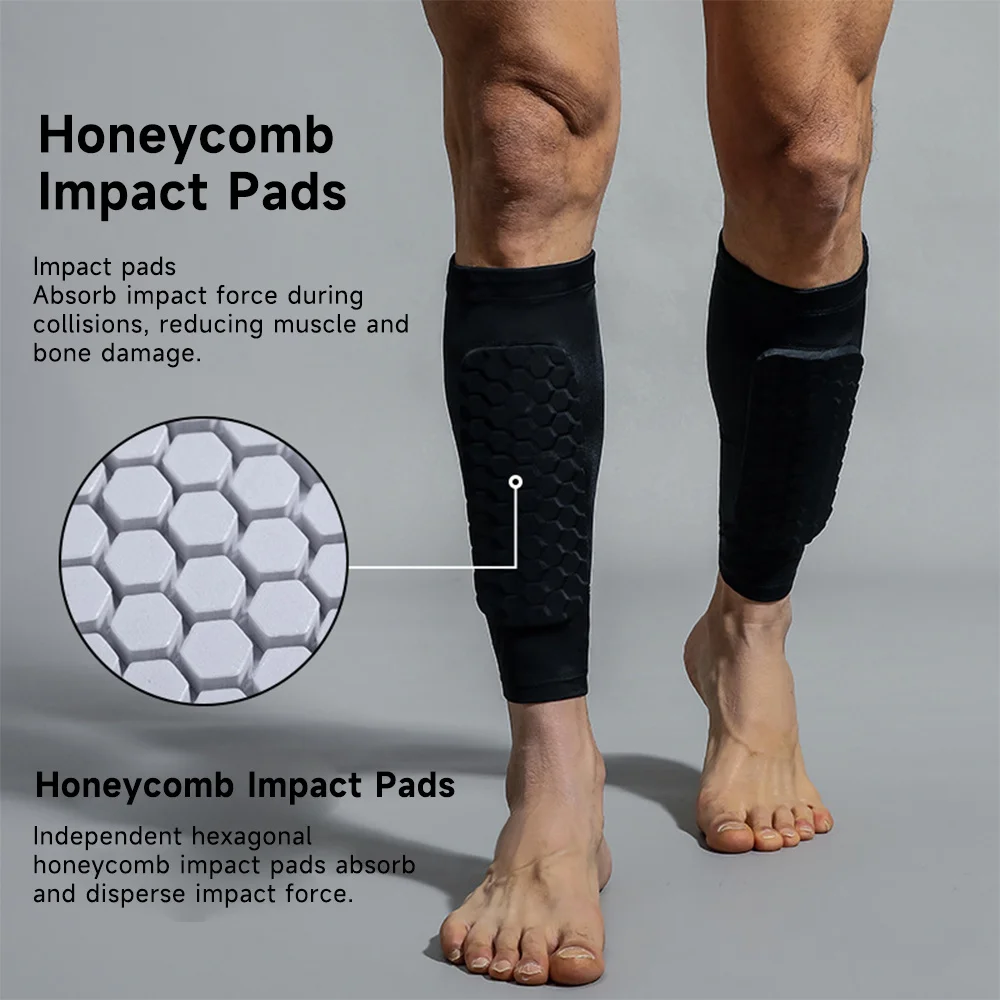 Thickened Soccer Shin Guards Calf Compression Sleeve Honeycomb Pads Football Skiing Hockey Protective Tool Maintain bones