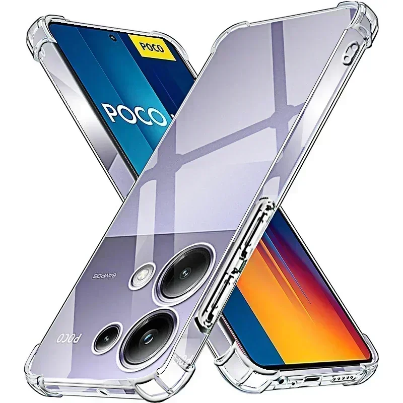 Shockproof Clear Silicone Soft Back Case for Xiaomi Poco M6 Pro 4G X6 X5 F5 Pro M5s C65 Pocco Pocophone Phone Cases Covers