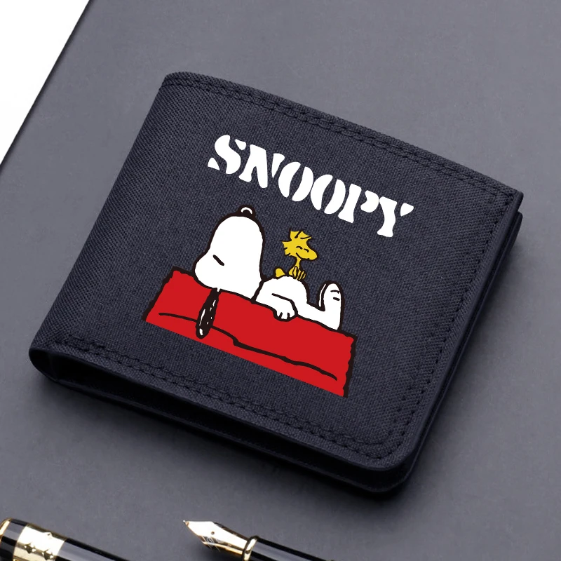 Snoopys Canvas Wallet Cartoon Dog Short Folding Purse Cute Boy Card Holder Fashion Kids Coin Photo Case Birthday Gifts