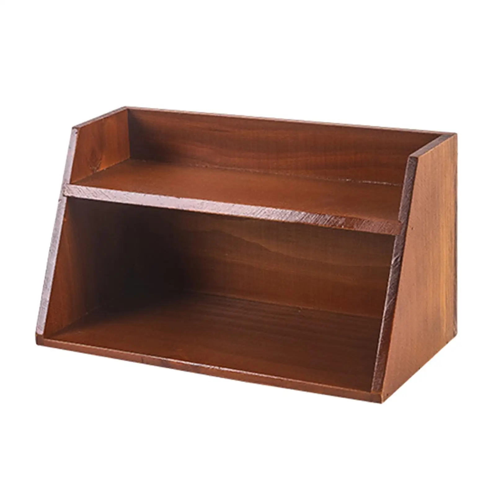 Compact Wood Makeup Organizer Double Layer Cosmetic Storage Box Desktop Skincare Holder Multifunctional Stand with Hook for