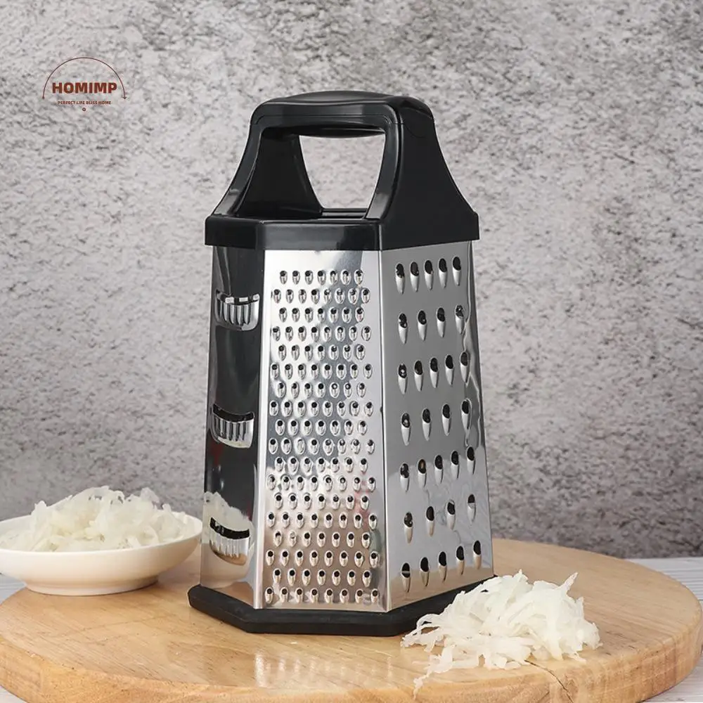 

6 Sides Multifunctional Vegetable Grater Manual Stainless Steel Cheese Grater with Storage Box Labor-saving Vegetable Slicer