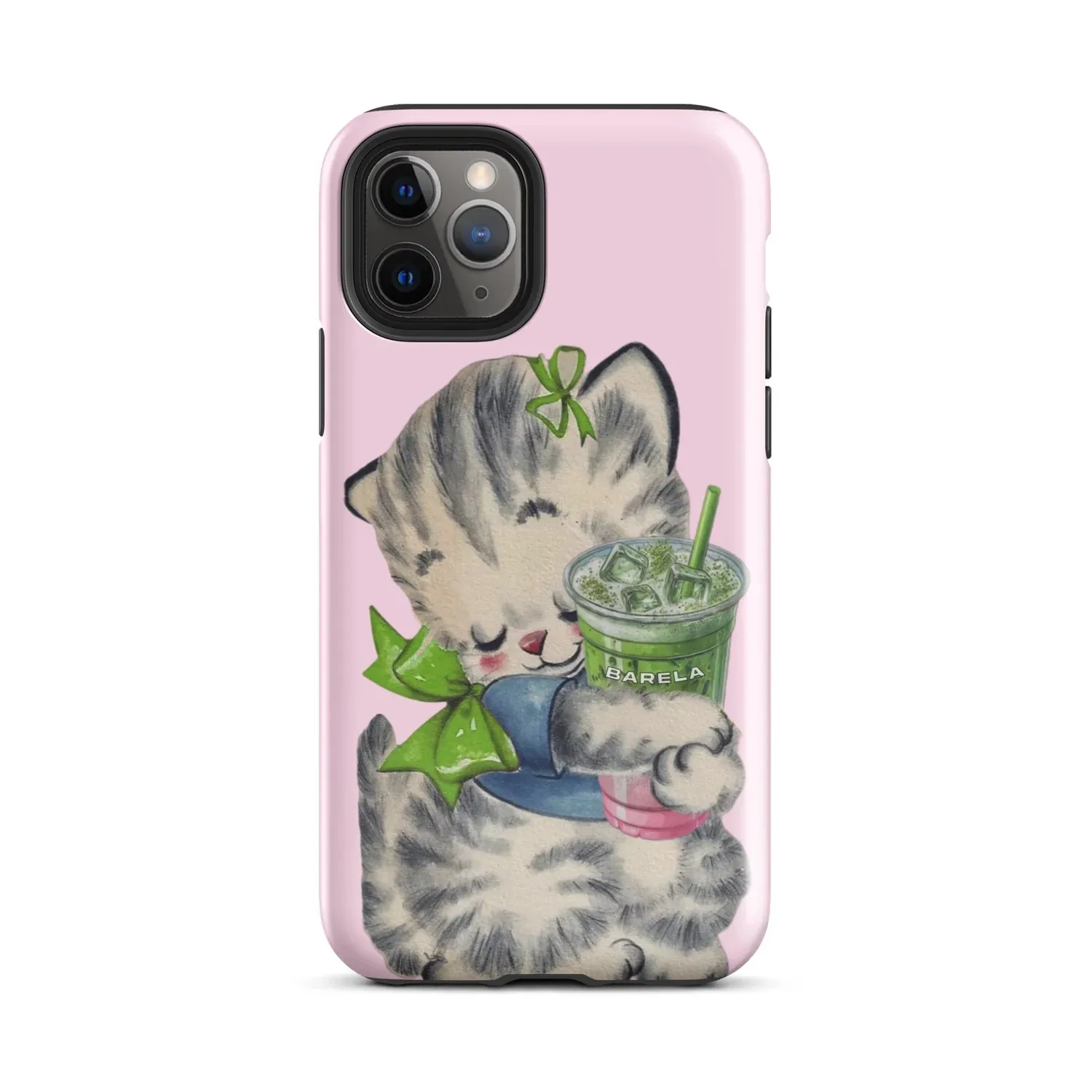 Чехол Clmj Swag MATCHA CAT для iPhone 17, 16e, 16, 15, 14, 13, 12, 11, X, XS, XR, XSMAX, 7, 8, Air, Pro, Max, Plus — роскошный двухслойный чехол