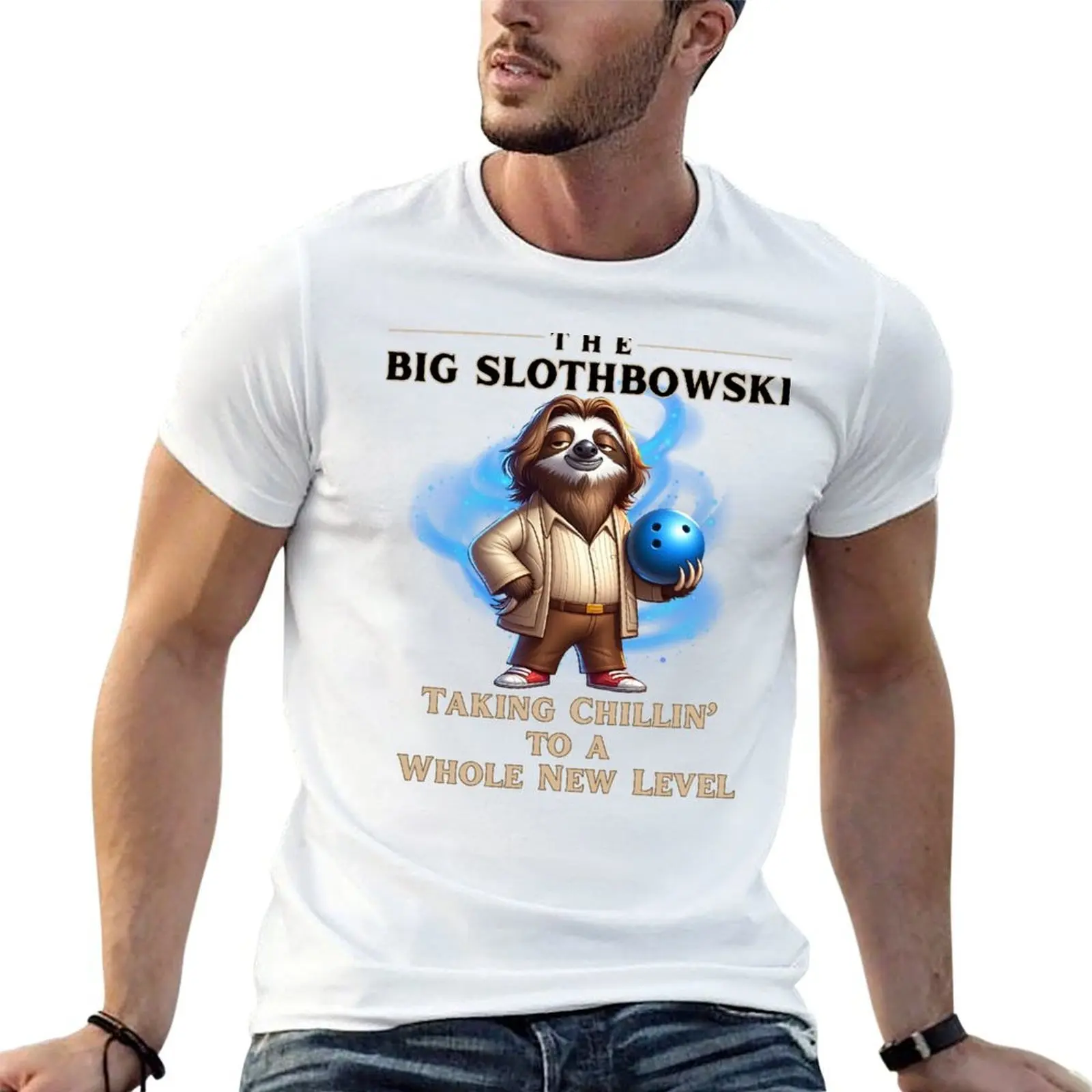 

The Big Slothbowski Funny Sloth Cartoon T-Shirt man t shirts high quality luxury brand anime t shirts for man T-Shirt