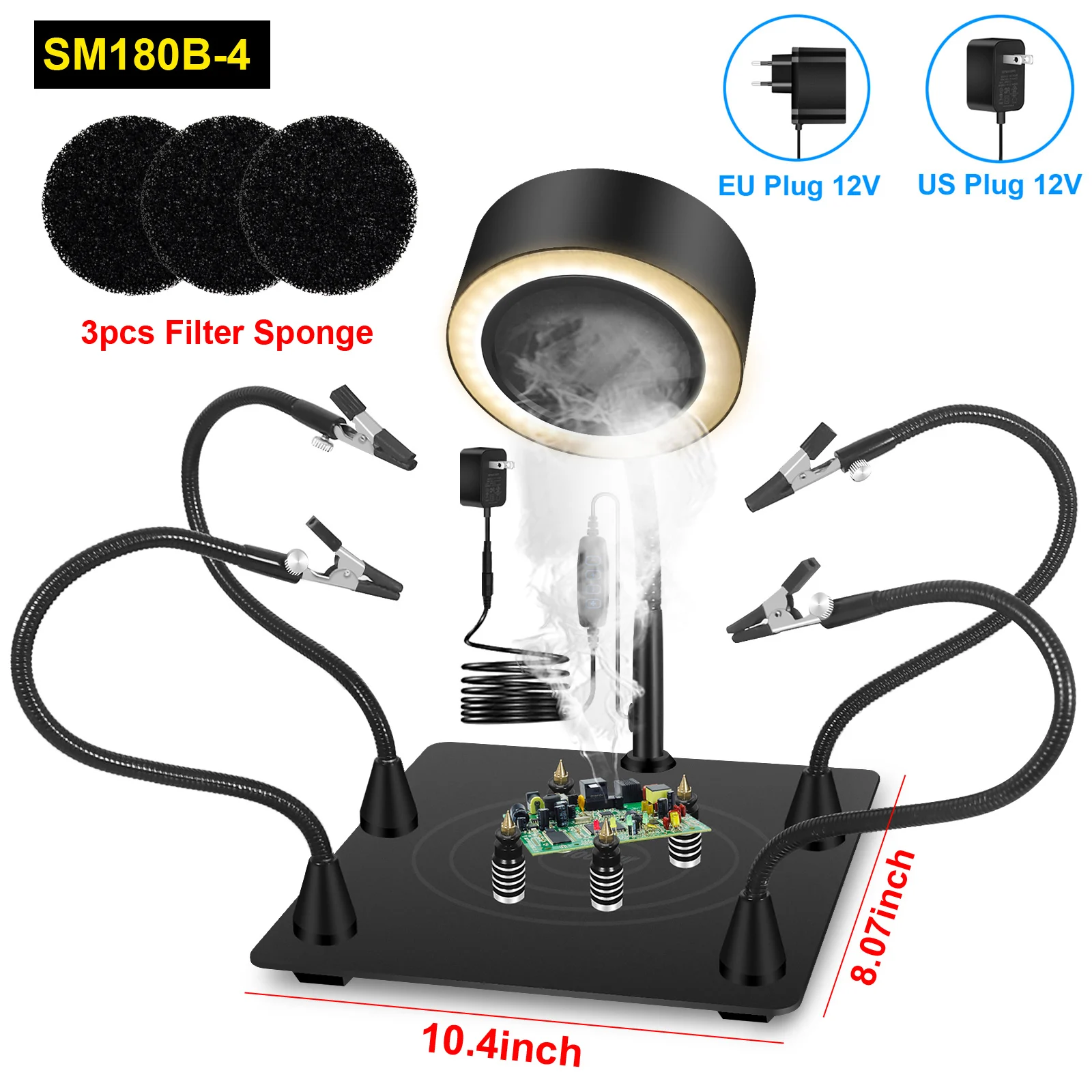 NEWACALOX Soldering Smoke Exhaust Fan Rework Welding Repair Workbench Heat Gun Holder Soldering Third Hand Helping Hands Tool