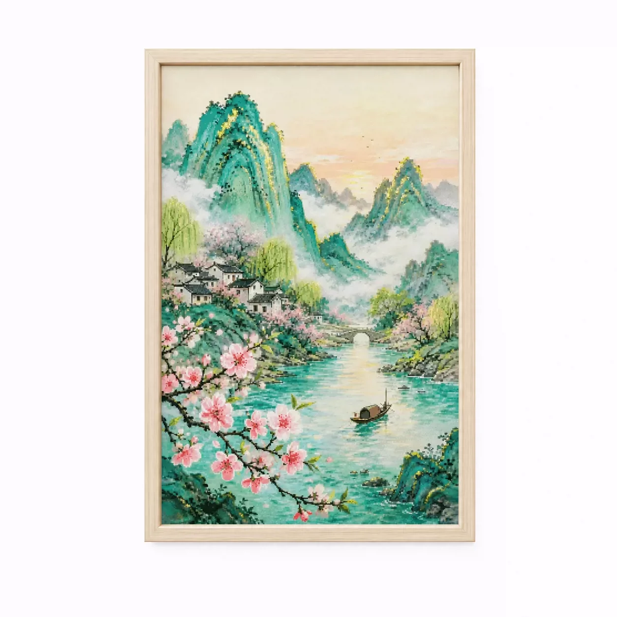 ZZ9124- Peach Blossom 14CT 16CT 18CT Stamped Cross Stitch DIY Set Pattern Kit  Needlework Embroidery 116 Colors