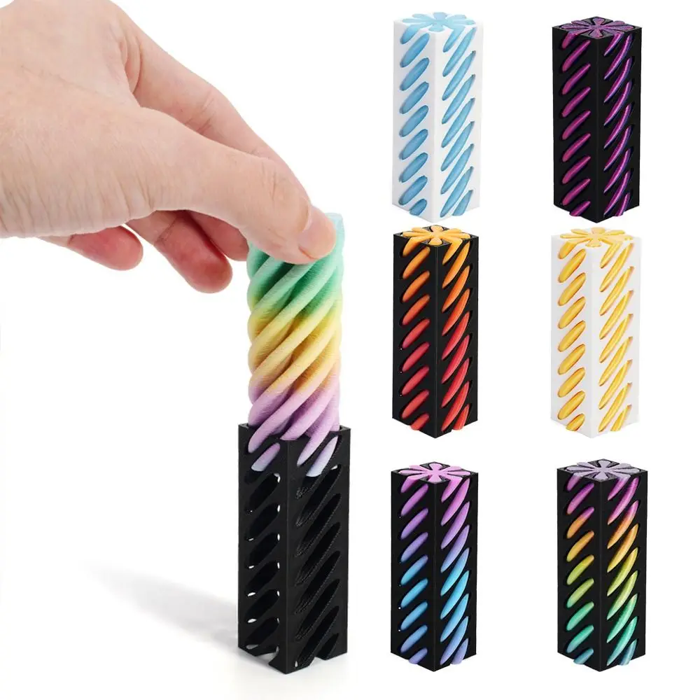 Square Pillar Helix 3D Printed Pyramid Intelligence Development Colorful Screw Fidget Anxiety Relaxing Spiral Cone Fidget