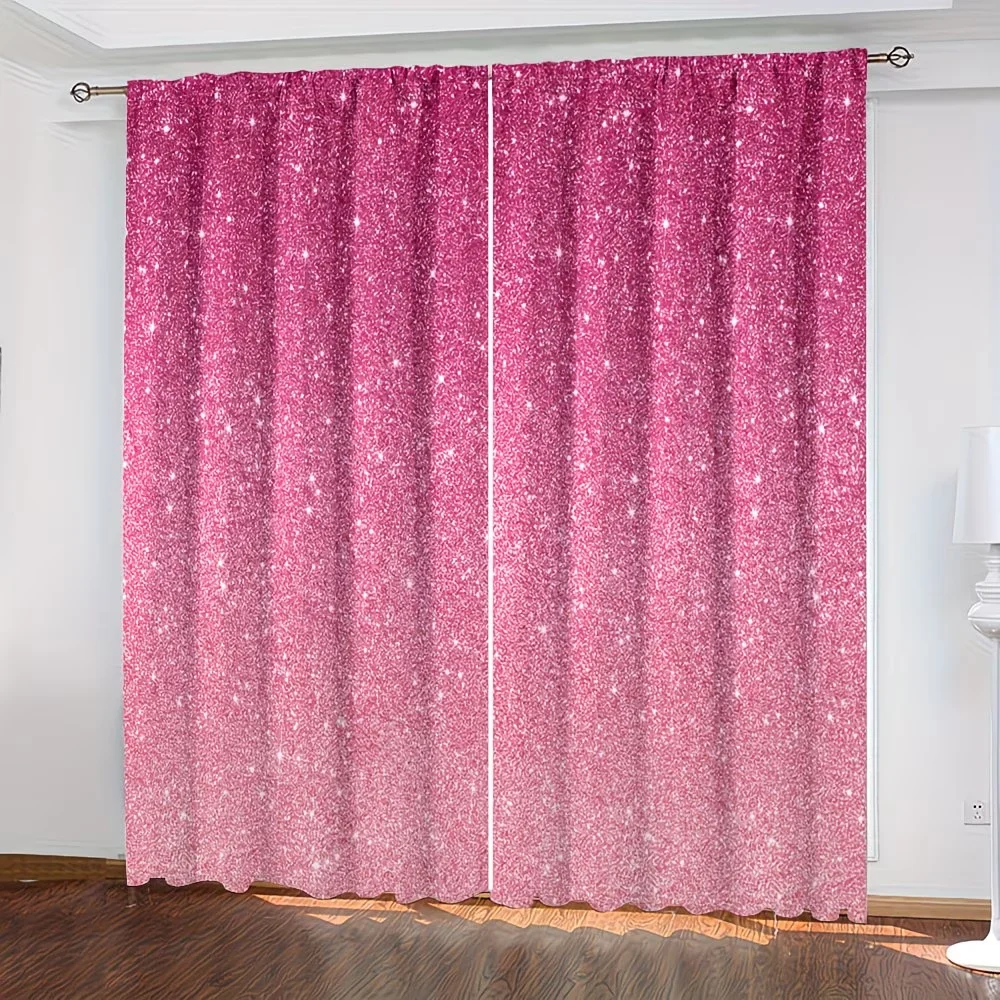 

2Pcs Curtain Sparkling Crystal and Diamond Star Print Window Drapes for Bedroom Living Room Decoration Window Treatment.