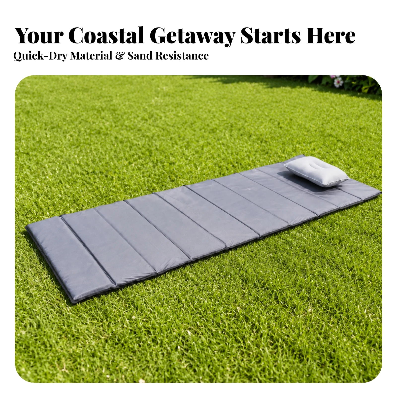 Sunbathing Mat with Sunshade Canopy Comfortable Foldable Sunbathing Mat Compact Spacious for Beach, Grass