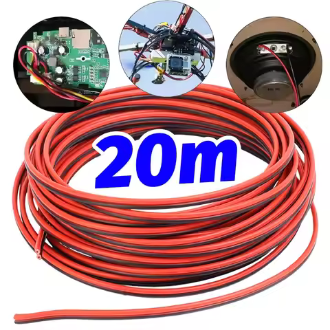 Universal 2P Extension Cable 5/10/20M Tinned Copper PVC Wire for Home Appliance Lighting Electrical Wiring Automotive Anti-theft