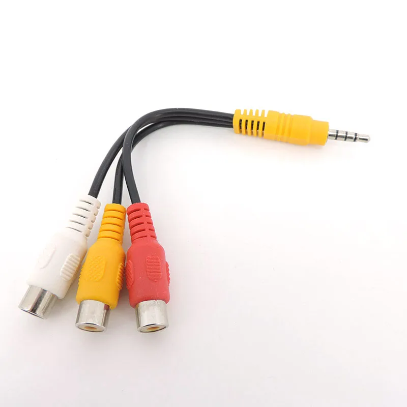 Audio Video 3.5mm Aux Male jack Stereo 4 pole to 3 RCA Female 3rca AV Adapter converter Cable for High-Performance Playback