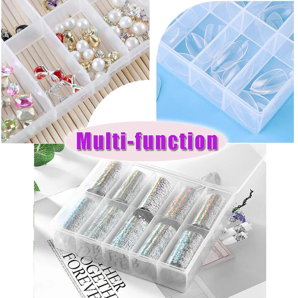 10-Grid Empty Storage Box Nail Art Organizer Container Clear Boxes Case Nail Art Jewelry Beads Gems Storage Manicure Accessories