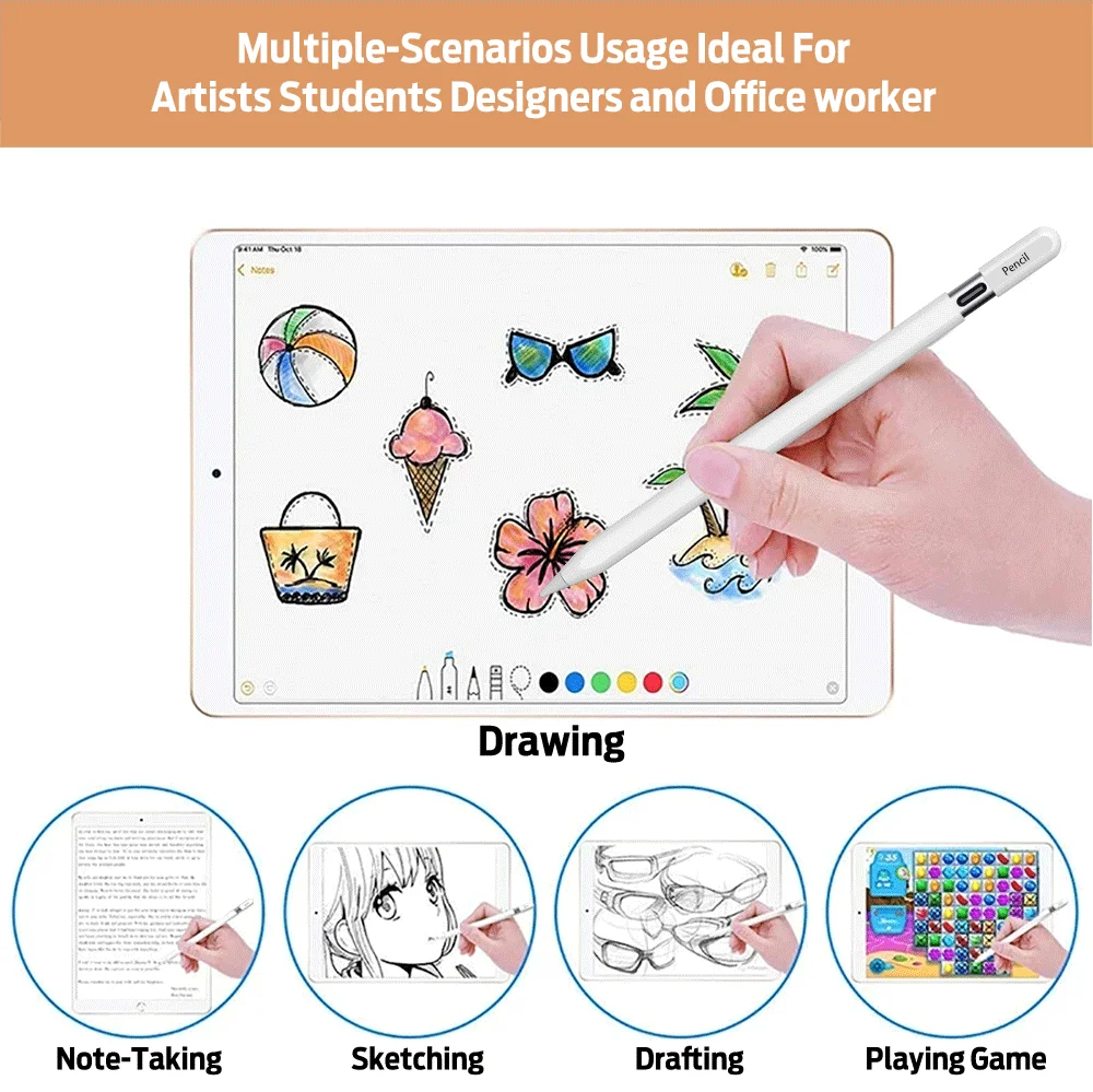 قلم تابلت لجهاز iPad Pro 11 12 Mini لأجهزة Apple Pencil Pro iPad Air M2 M3 M4 3rd 4-11th قلم لمس Caneta USB Type C شحن