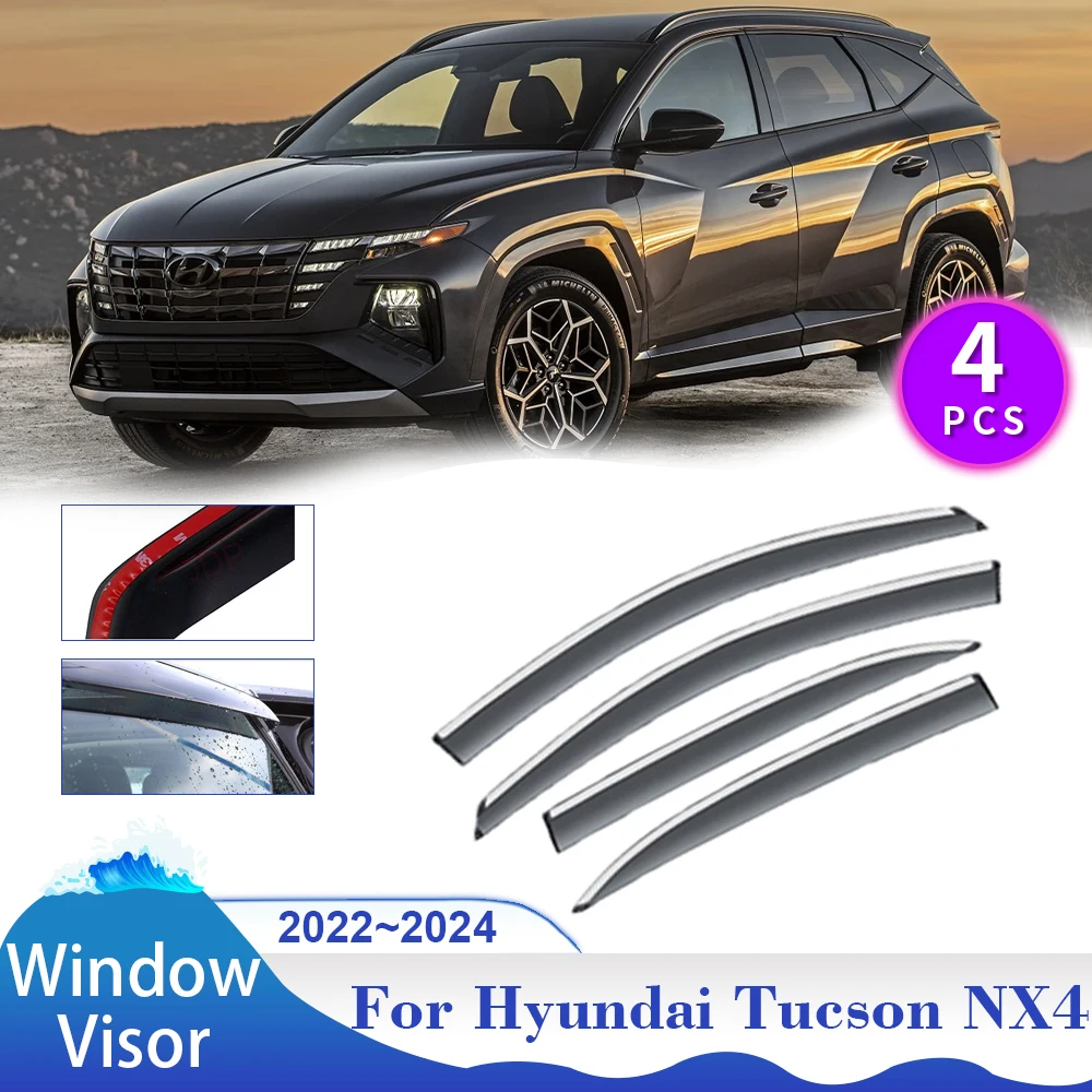 

Window Visor for Hyundai Tucson L NX4 LWB 2022 2023 2024 Sun Rain Guards Car Side Windows Deflector Vent Smoke Covers Accessorie