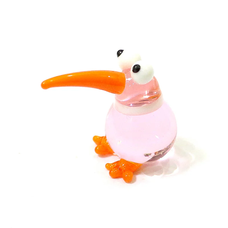 Colorful Cute Mini Kiwi Bird Glass Figurine Japanese Style Cartoon Animal Tiny Statue Craft Ornament Home Table Decor Collection