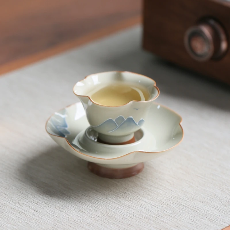 

Hand-painted Landscape Small Tea Cup Set, Simple Household Ceramic, Under-Glaze Color Sample Teacup, Chinese Single Cup