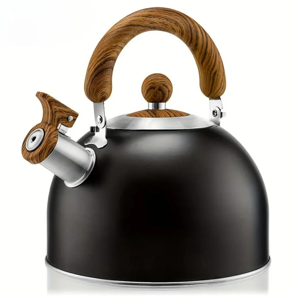 2.5L Stainless Steel Whistling Kettle, Thickened Camping Kettle Heat-Resistant Handle, for Gas Induction Cooker Outdoor Home