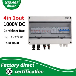 1000V Solar DC PV Combiner Box,4 String With Lightning Arrester,4 input 1 out 15A Rated Current Fuse,63A MCB,SPD,IP65 Waterproof