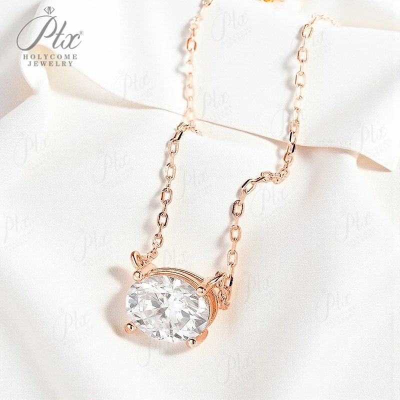 قلادة بيضاوية الشكل من الفضة الإسترليني عيار 925 2CT/3CT VVS1 مويسانيتي رائعة للنساء حصريًا مناسبة كهدية للذكرى السنوية #6