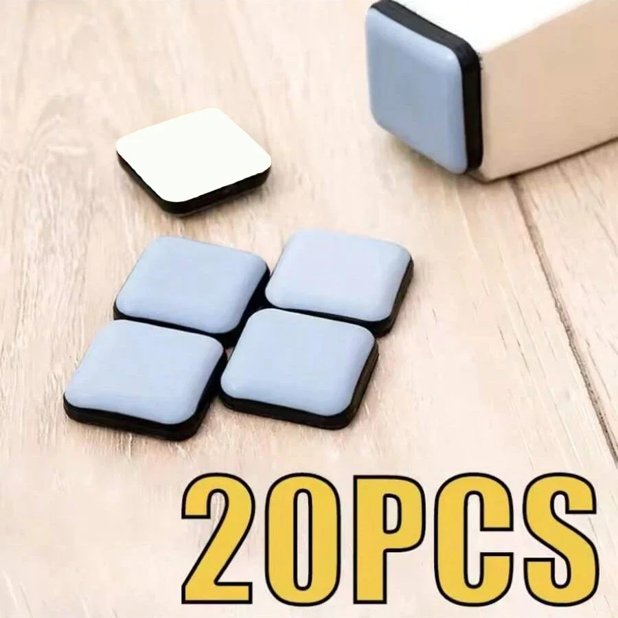 20PCS Feet Glider Sliding Pads Home Furniture Sliders Furniture Gliders Square Floor Mover Pads for Household Hardware