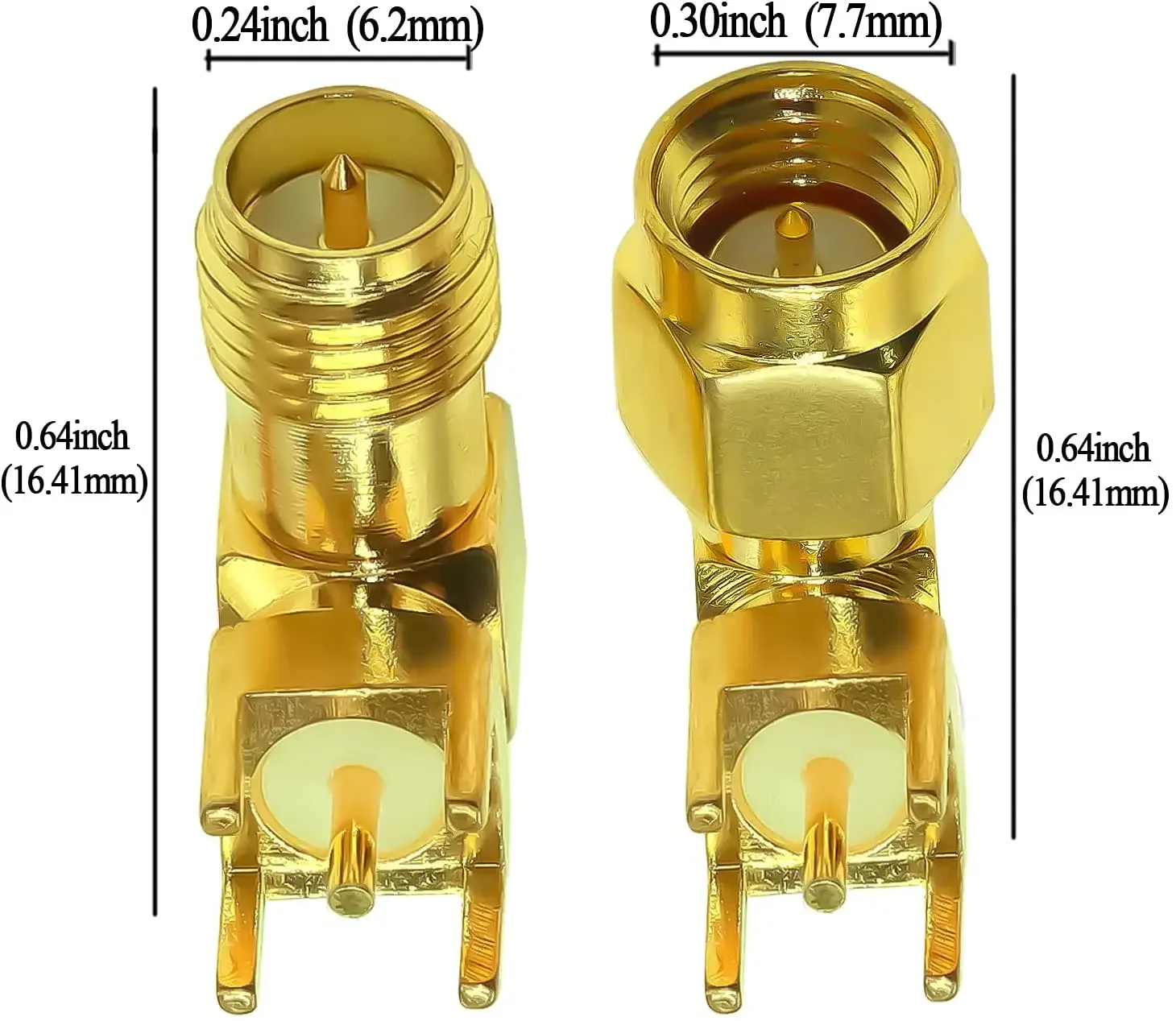 SMA męski uchwyt na PCB RP-SMA żeński kątowy lutowany adapter do montażu na panelu RF koncentryczny 4 piny dużo/2 typ 2 sztuk/partia