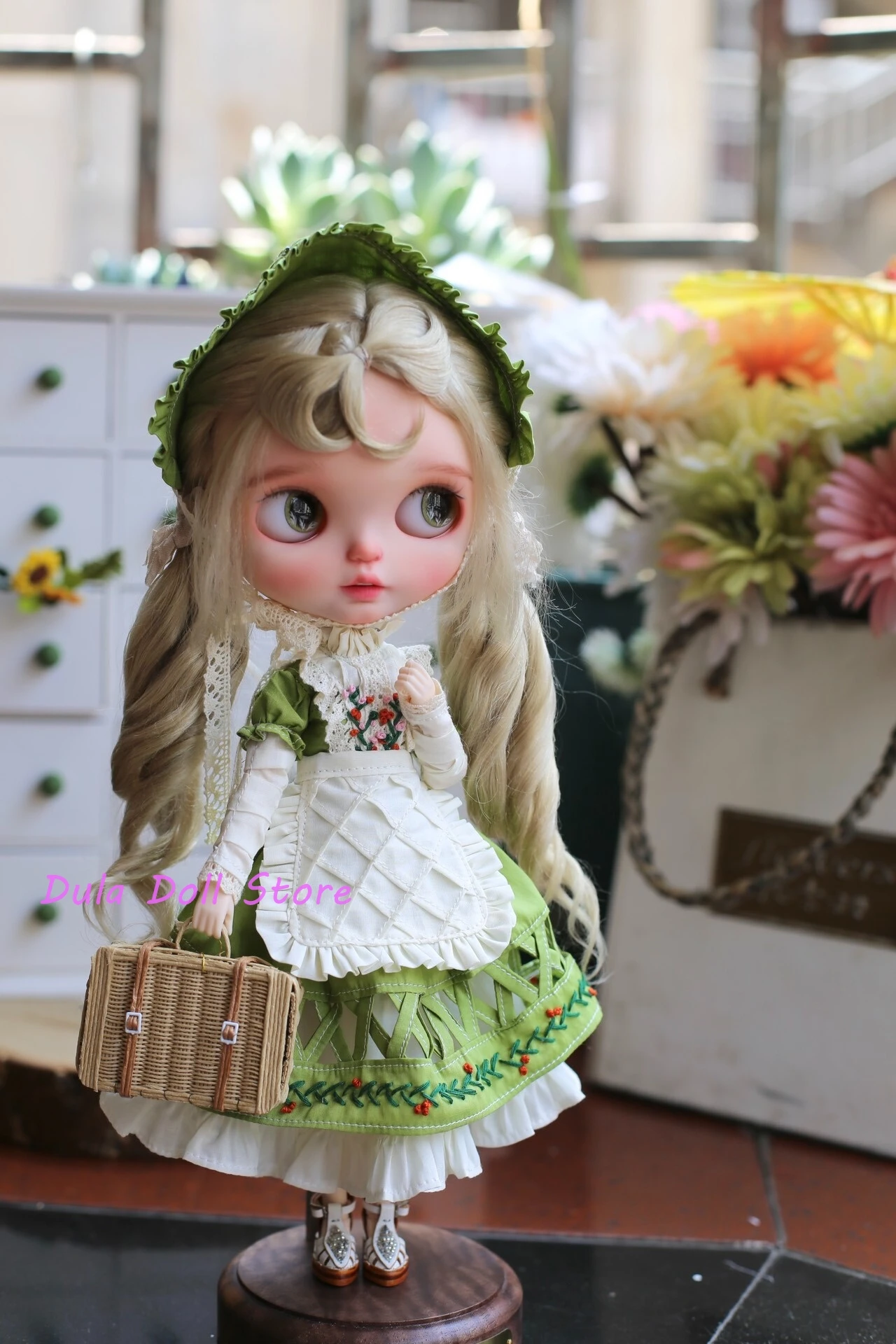 

Одежда для кукол Dula, зеленое вышитое платье для Blythe Landoudou Landazz Qbaby ob24 ob22 Azone Bjd Doll