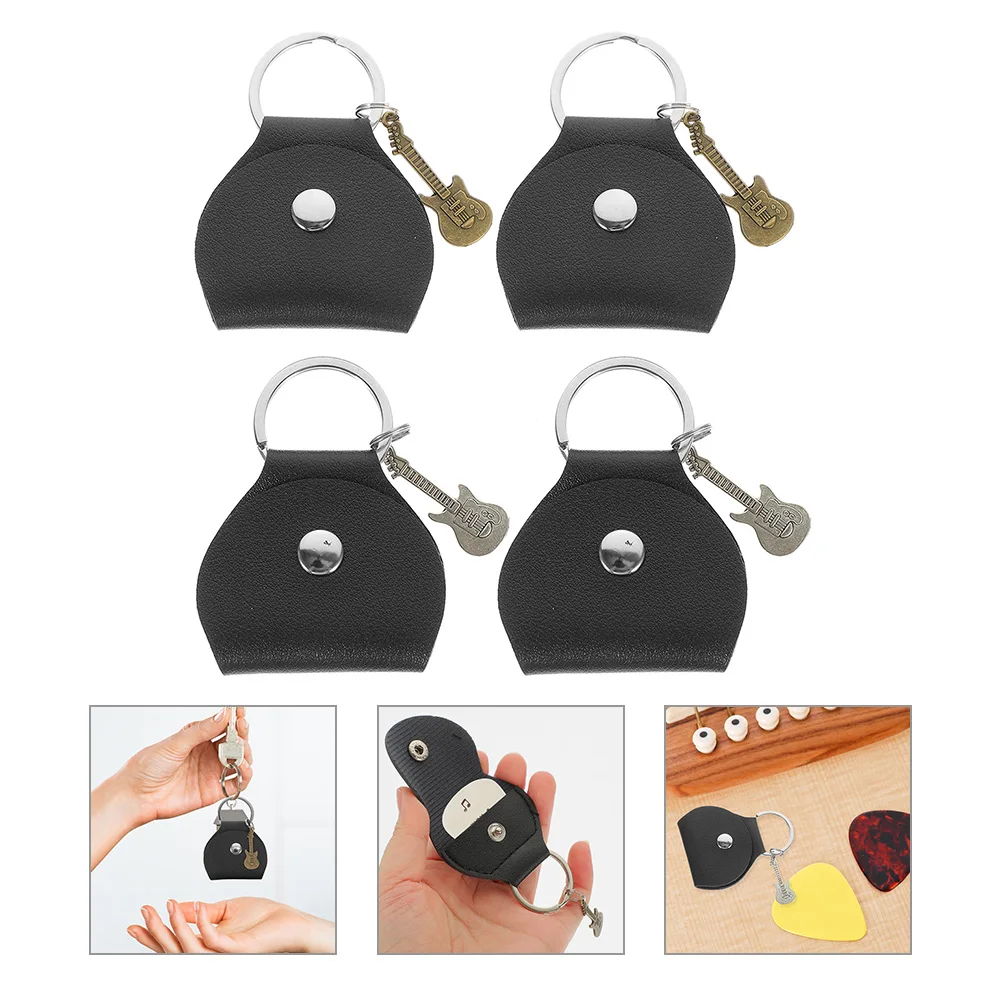

4 Pcs Pick Storage Bag Guitar Pouch Container Case Keychain Metal Plectrums Holder