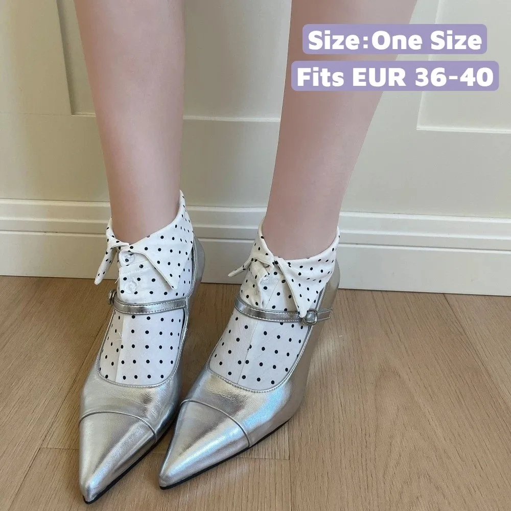 Fashion Button Flip Collar Socks Lapel Novelty Polka Dot Socks Patchwork Creative Short Ankle Socks Female