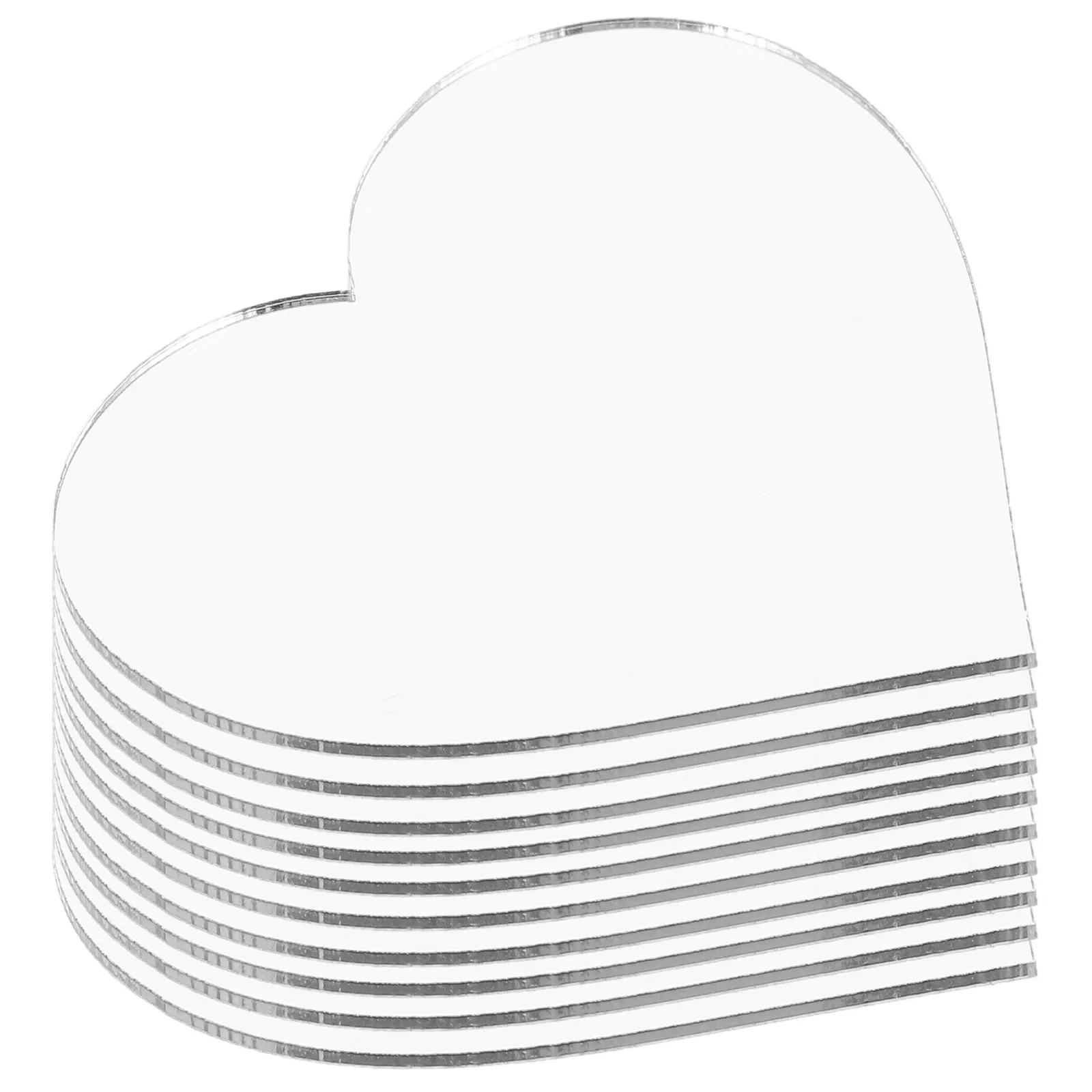 10pcs Makeup Lens Heart Shaped Acrylic Stick On Sheets For Phone Cases Diy Self Adhesive Mirror Decal Portable Grooming Tool