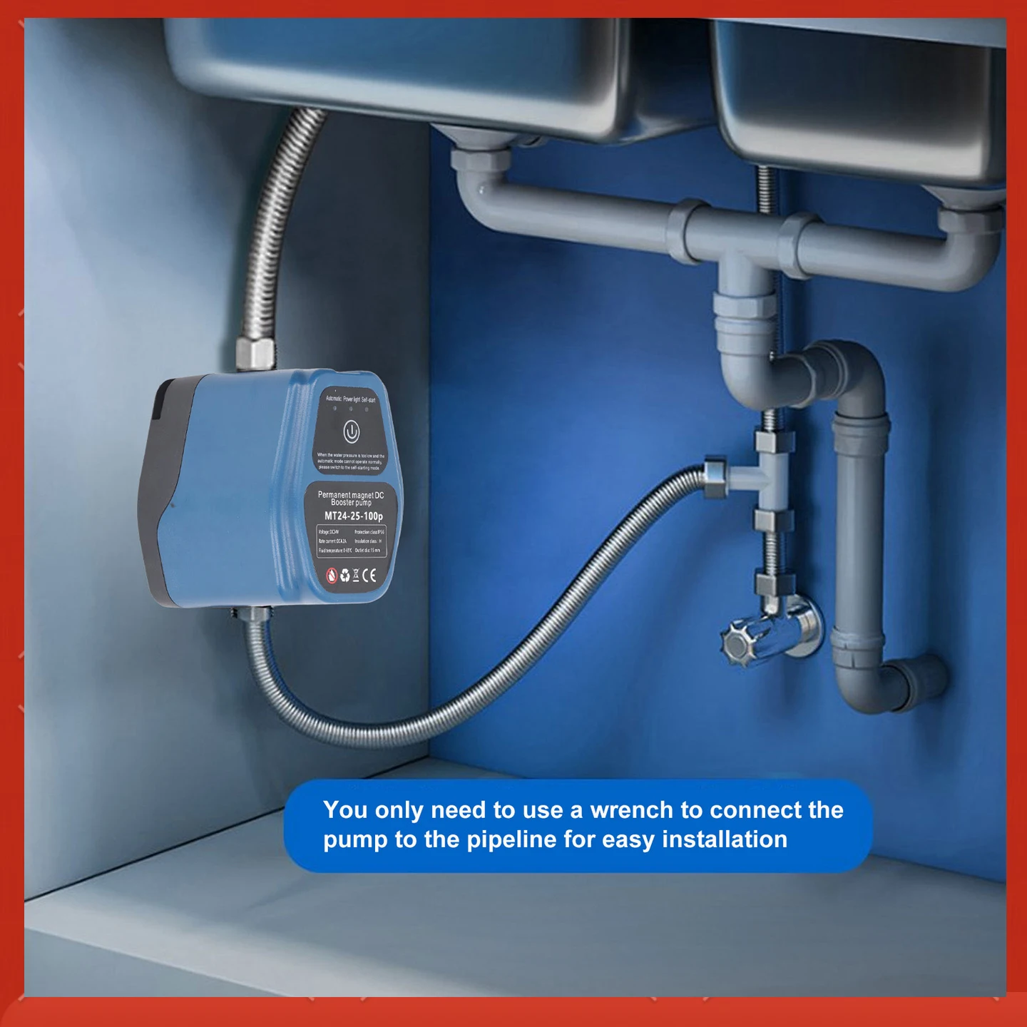 

Booster Pump Water Pressure Booster Pump 100W 24V 25L IP56 Intelligent Sensing Automatic Shower Booster Pump Shower Booster Pump