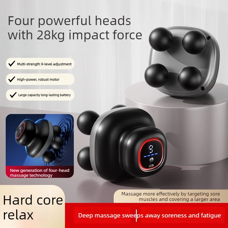 Portable Fascia Gun Muscle Massager Gun Four-Head High-Frequency Neck, Shoulder, And Waist Massager Professional Fascia Massager