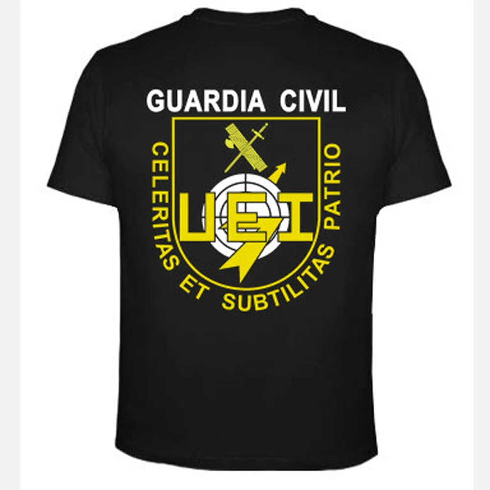 España Guardia Civil UEI Insignia Camiseta. 100% Algodón De Alta Calidad, Cuello Redondo Casual Top