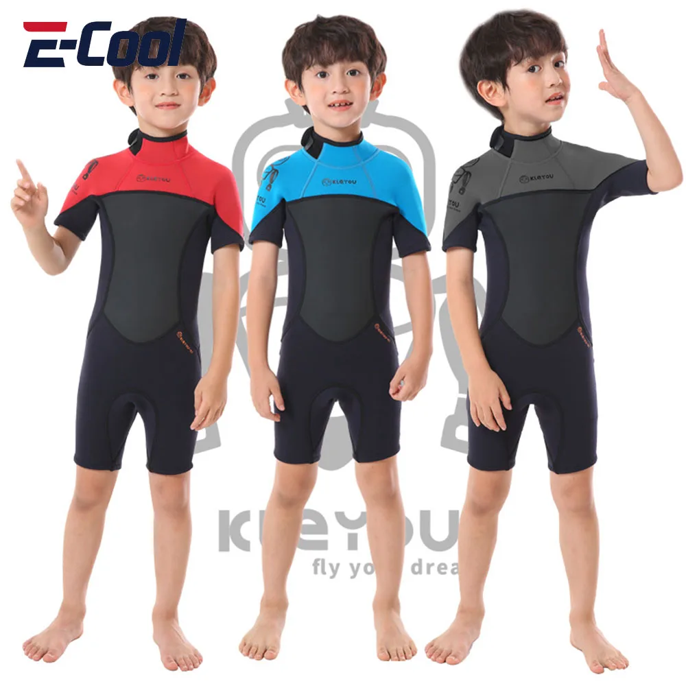 

2.5mm Children Neoprene Wetsuits Kids Swimwears Diving Suits Short Sleeves Boys Girls Surfing Rash Guards Snorkel