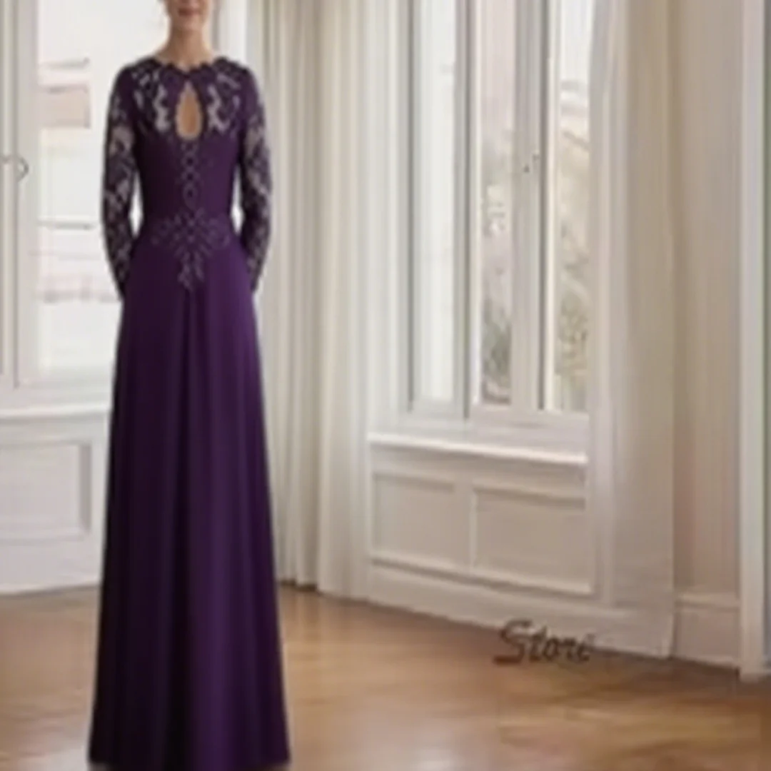 

Customized classic chiffon appliqued sequined A-line floor-length evening dress, formal evening gown for the bride's mother