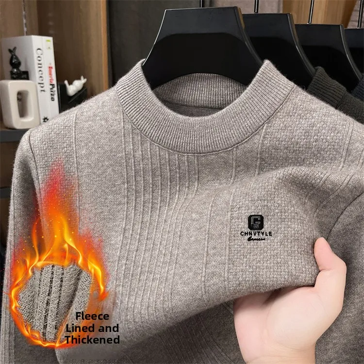 

Утепленный мужской вязаный свитер с высоким воротником, новинка зимы, повседневная теплая одежда для мужчин среднего возраста, базовый вязаный джемпер